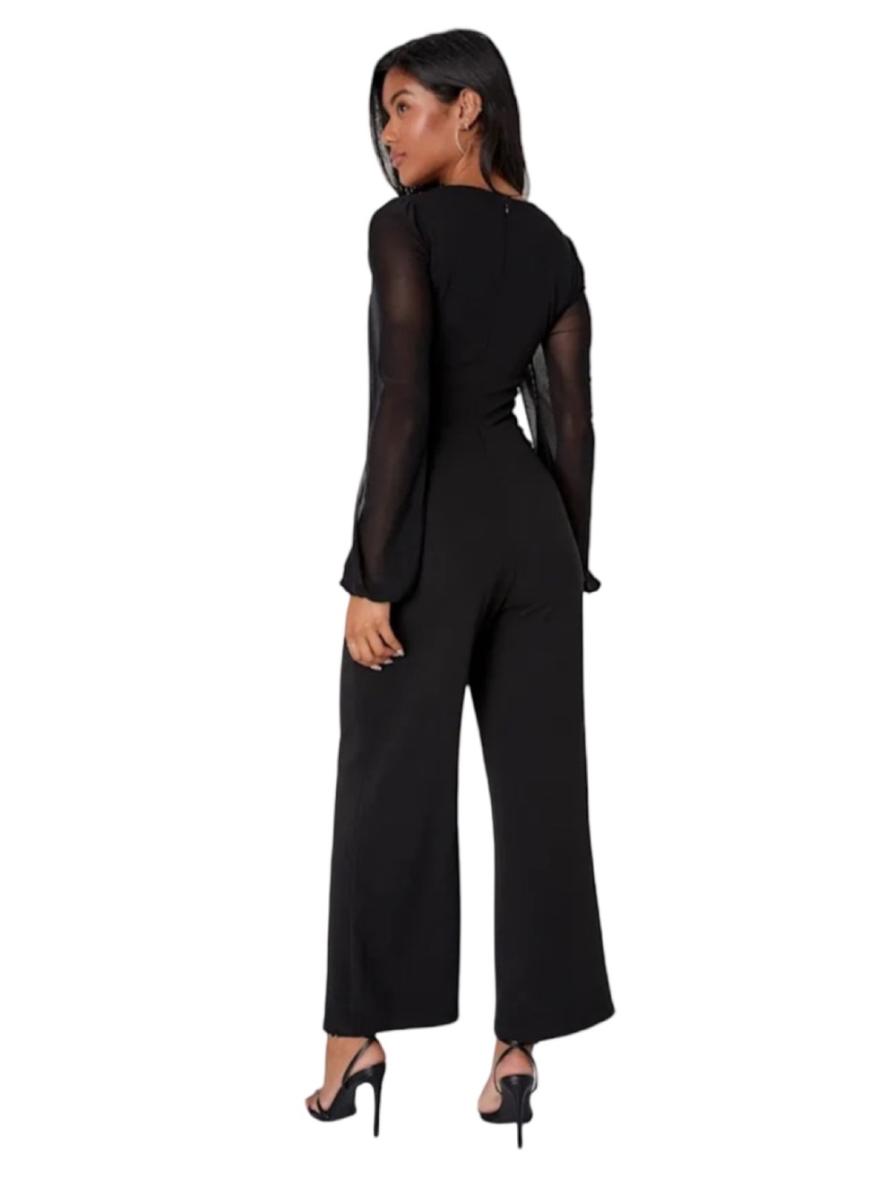 Lulus Perfect Charisma
Jumpsuit Black Sheer Mesh Sleeve Wide Leg Size M NWT - Picture 2 of 8
